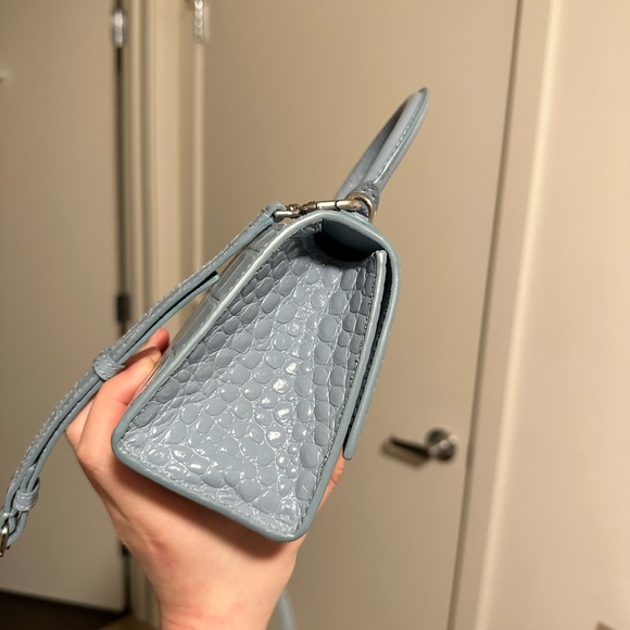 Real careful used !Soft blue leather Hourglass XS tote bag from BALENCIAGA - Picture 5 of 7